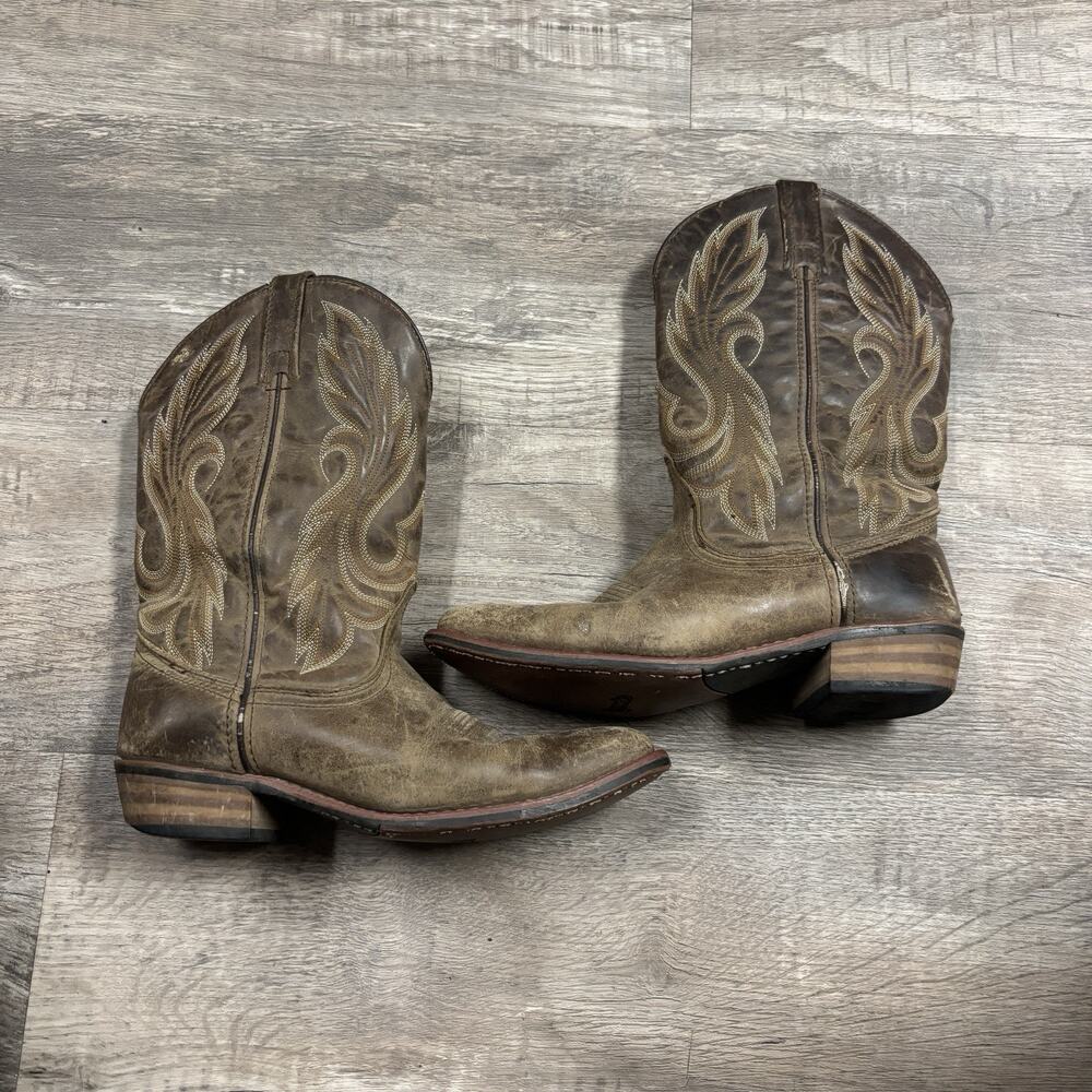 Laredo 51074 Women's Cedar Street Brown Leather Cowboy Boots Size 8.5 M